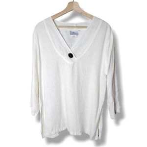 Hot Cotton Linen Tunic Top Size M Lightweight Breezy Beach Vacation Resortwear